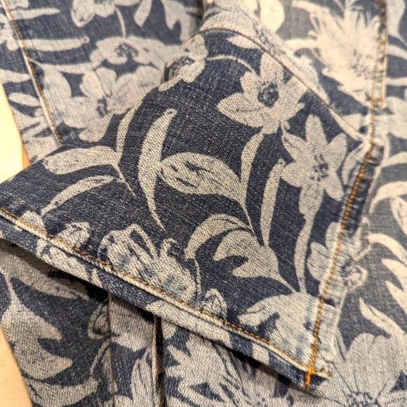 Pilcro Blue floral print Straight Leg Jeans Retro Wash Anthropologie - Picture 10 of 11